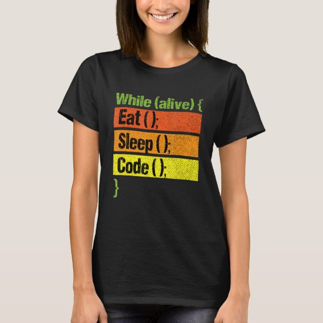 T-shirt Eat Sleep Code Programmation Répétition Coding Dév (Devant)