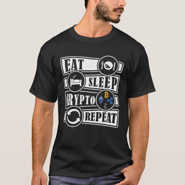 T-shirt Eat Sleep Crypto Repeat DeFI Investing Trading (Devant)