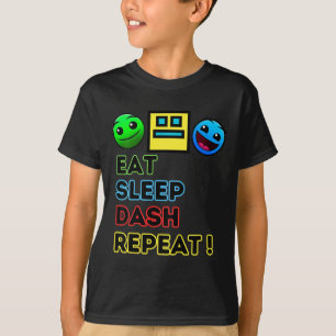 T-shirt Eat Sleep Dash Répéter Video Game Géométrie Vidéo 
