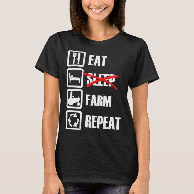 T-shirt Eat Sleep Farm Repeat (Devant)