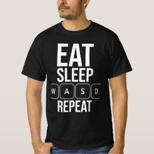 T-shirt Eat Sleep Game Repeat - White WASD Edition