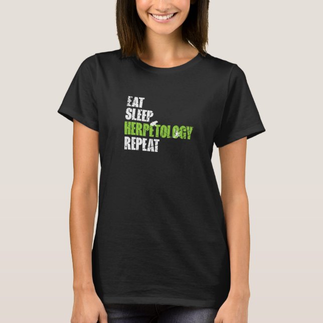T-shirt Eat Sleep Herpetology Repeat Grunge Men Women Frog (Devant)