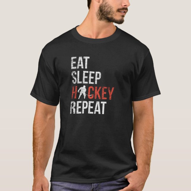 T-shirt Eat Sleep Hockey Repeat Gift For Youth (Devant)