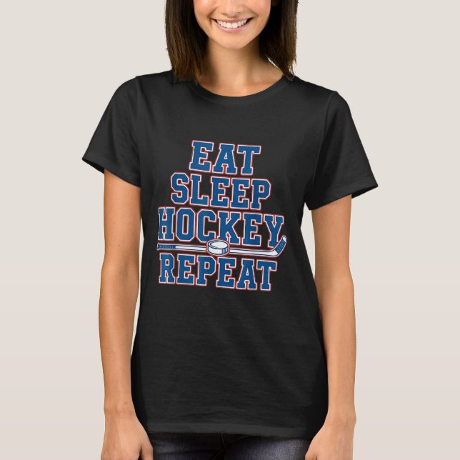 T-shirt Eat Sleep Hockey Repeat Ice Hockey For Teens Kids  (Devant)