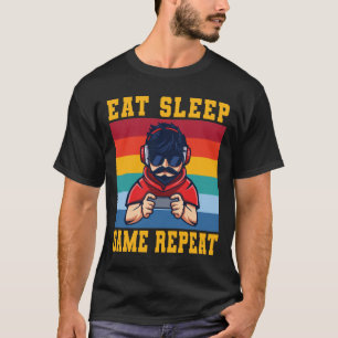 T-shirt Eat Sleep Jeu Répéter Cool Jeux de Joueur tendance