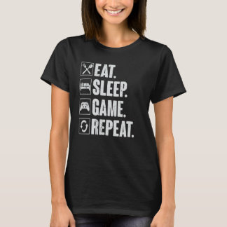 T-shirt Eat Sleep Jeu Répéter Funny Video Gamer Gift Gamin