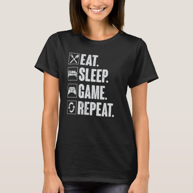 T-shirt Eat Sleep Jeu Répéter Funny Video Gamer Gift Gamin (Devant)