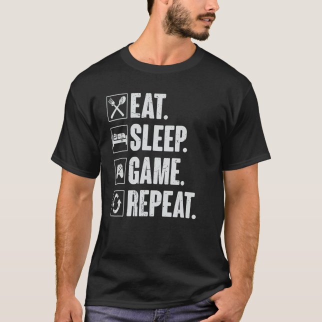 T-shirt Eat Sleep Jeu Répéter Funny Video Gamer Gift Gamin (Devant)