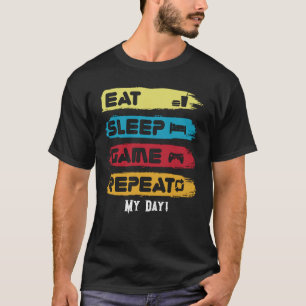 T-shirt EAT SLEEP JEU RÉPÉTER - personnaliser texte T-shir