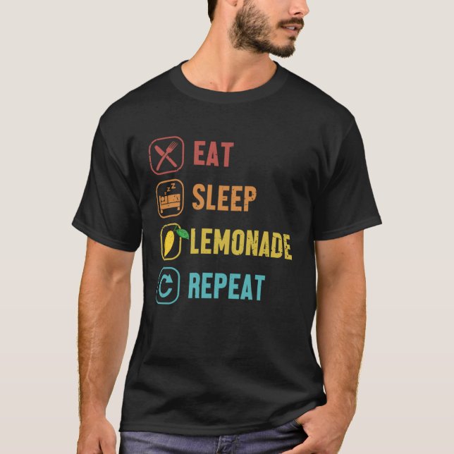 T-shirt Eat Sleep Lemonade Repeat Cardboard Business Lemon (Devant)