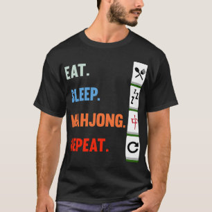 T-shirt Eat Sleep Mahjong Répéter Mahjong Joueur Jeux