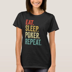 T-shirt Eat Sleep Poker Répéter Joueur Poker Vintage