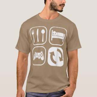 T-shirt Eat Sleep Répéter Video Joueur Joueur Joueur Joueu