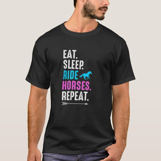 T-shirt Eat Sleep Ride Horses Repeat Equestrian Farmer Hor (Devant)