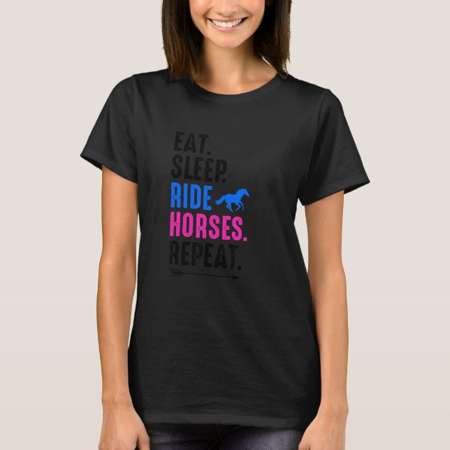 T-shirt Eat Sleep Ride Horses Repeat Equestrian Farmer Hor (Devant)