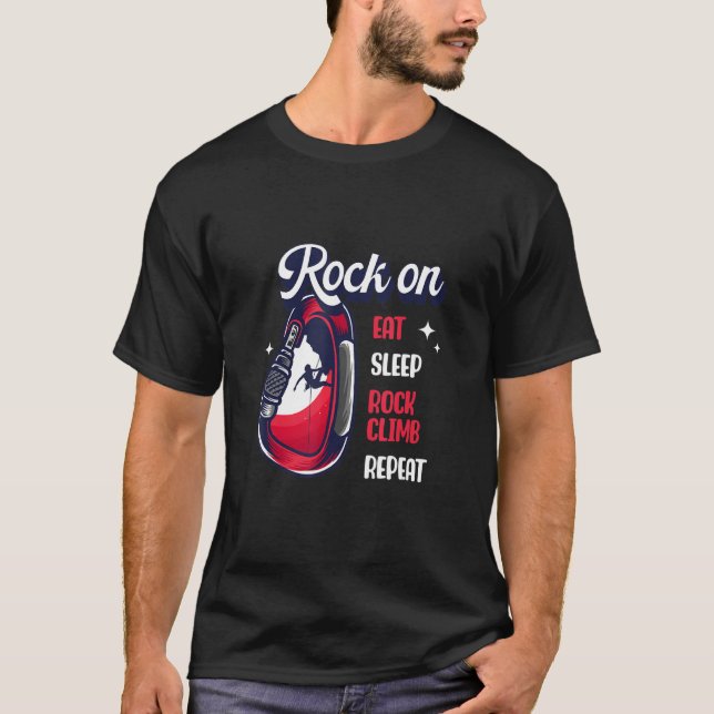 T-shirt Eat Sleep Rock Climb Répéter Activité Escalade Roc (Devant)