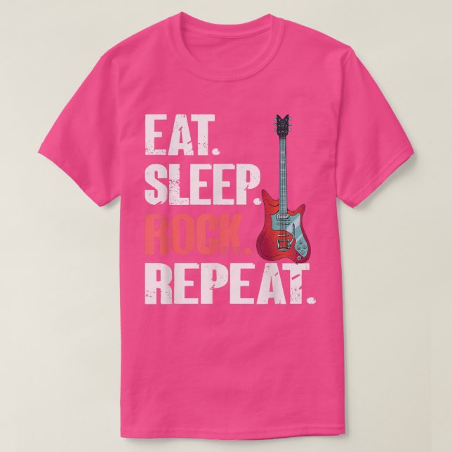 T-shirt Eat Sleep Rock RepeatElectronic Rock Guitar 674 (Design devant)