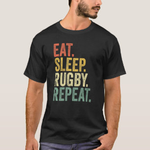 T-shirt Eat Sleep Rugby Répéter Retro 60s les années 70 Co