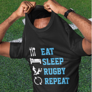 T-shirt Eat Sleep Rugby Répéter Sport Dark Version
