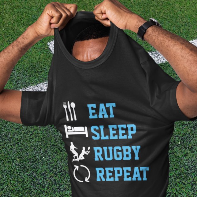T-shirt Eat Sleep Rugby Répéter Sport Dark Version (Eat Sleep Rugby Repeat Sport Dark Version T-Shirt from Ricaso)