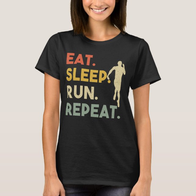 T-shirt Eat Sleep Run Répéter Retro Runner Training Outdoo (Devant)