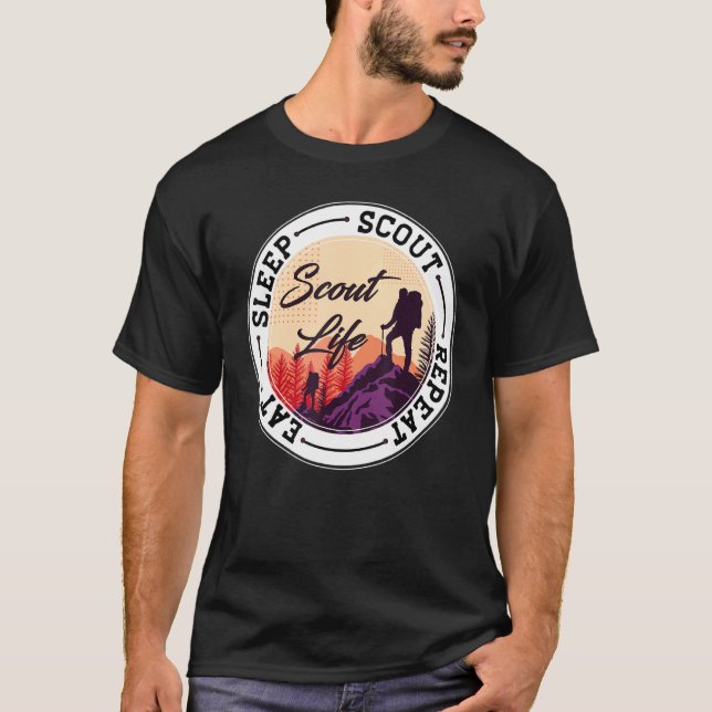T-shirt Eat Sleep Scout Répéter Best Scout Life Randonnée  (Devant)