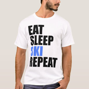 T-shirt Eat Sleep Ski Repeat Winter Mountains Skiing Lodge