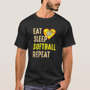 T-shirt Eat Sleep Softball Répéter Jersey Numéro 46 Vintag