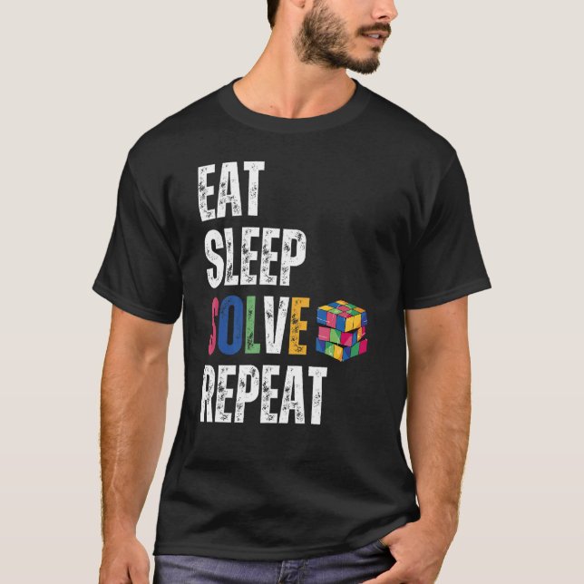 T-shirt Eat sleep solve repeat Math Speed Cubing Puzzle lo (Devant)