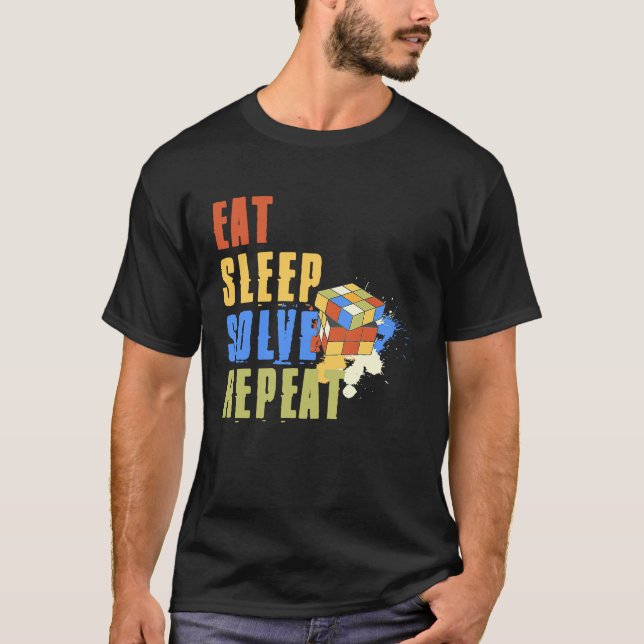 T-shirt Eat Sleep Solve Repeat  Solve Cube Puzzle Fun  8 (Devant)
