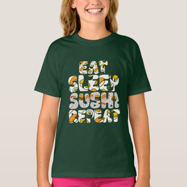 T-shirt eat sleep sushi repeat design (Devant)