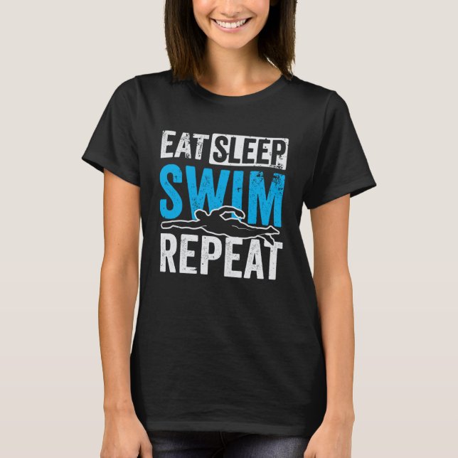 T-shirt Eat Sleep Swim Repeat Swimmer (Devant)