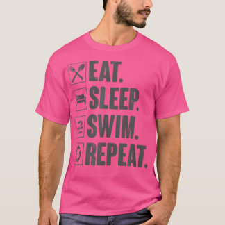T-shirt Eat Sleep Swim Repeat Tee Funny Swimming Swimmer G