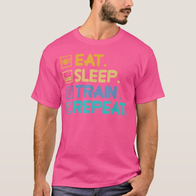 T-shirt Eat Sleep Train Bodybuilding Exercice d'haltérophi (Devant)