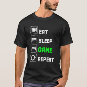 T-shirt Eat Sleep Vidéo Jeu Répéter Gamer Cadeau Hommes