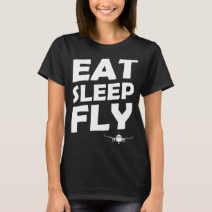 T-shirt Eat Sleep Vol Avion Pilote Airline Intendance
