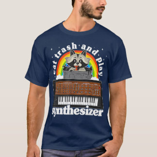 T-shirt Eat Trash Et Jouer Synthétiseur Racoon Analogique