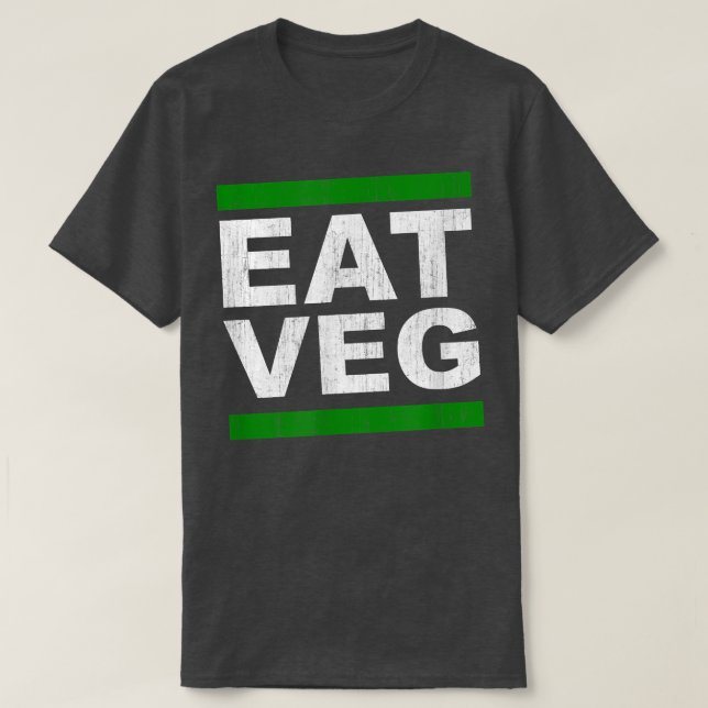 T-shirt EAT VEG Vegan Vegetarian Herbivore Basé sur le Pla (Design devant)