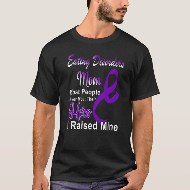 T-shirt Eating Disorders Awareness Mom Support Purple Ribb (Devant)