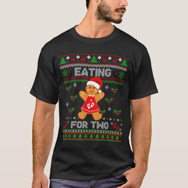 T-shirt Eating For Two Pregnancy Announcement Ugly Sweater (Devant)
