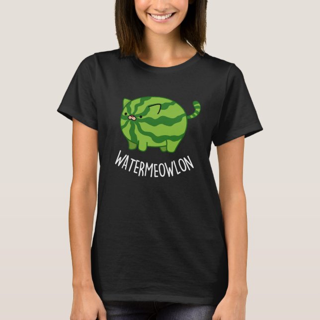T-shirt Eau-fond lon Funny Watermelon Chat Pun Dark BG (Devant)