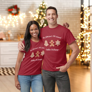 T-shirt Échange de cookies de Noël annuel personnalisé