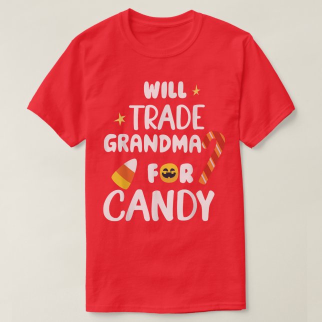T-shirt Échangerai Mamie Contre Des Bonbons Drôle De Hallo (Design devant)