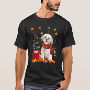T-shirt Écharpe de chien Shih Tzu automne chocolat