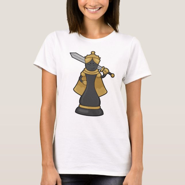 T-shirt Échecs Queen au jeu d'échecs avec épée (Devant)