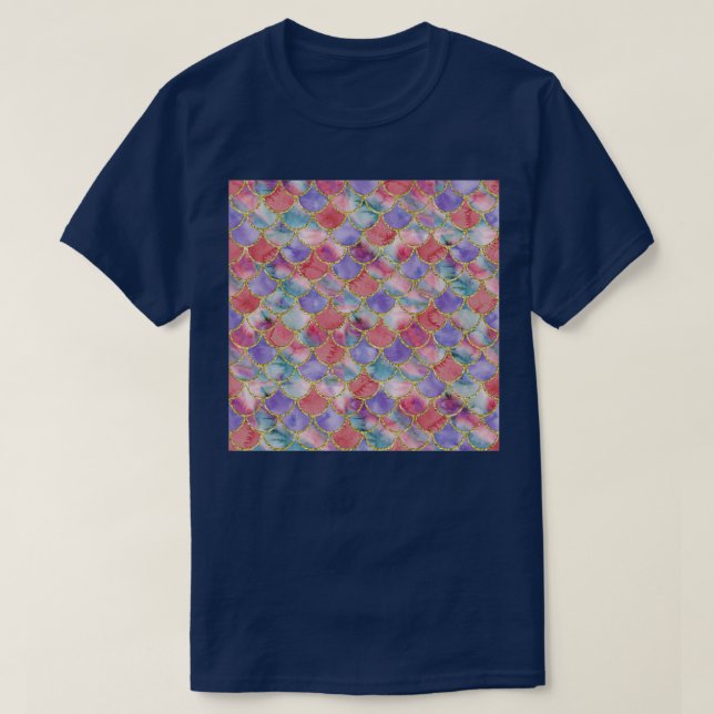 T-shirt Échelle de sirène Cou Gator violet rose crème (Design devant)