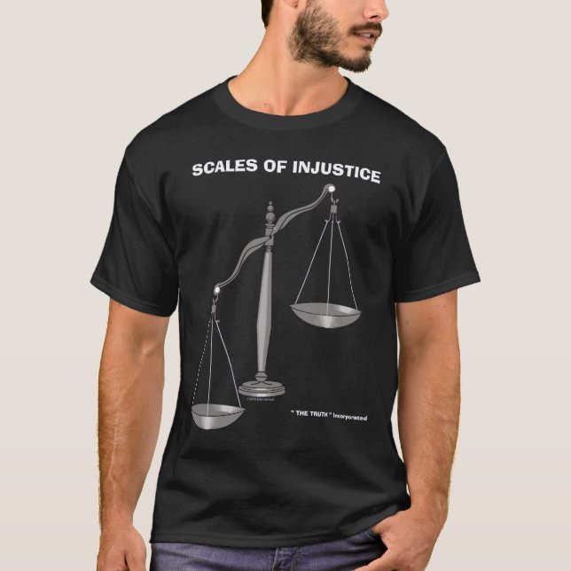 T-shirt Échelles plaisanteries d'avocat d'injustice de (Devant)