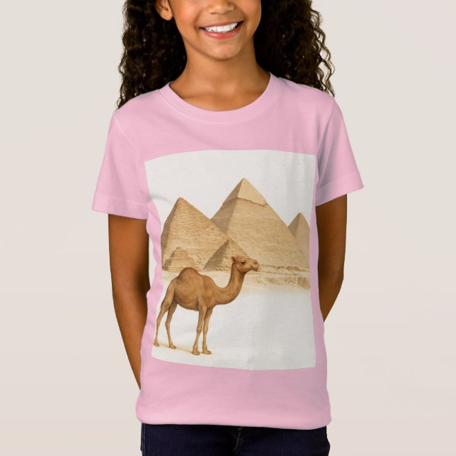 T-Shirt Echos d'Egypte : Camel par les Pyramides, Pyramide (Devant)