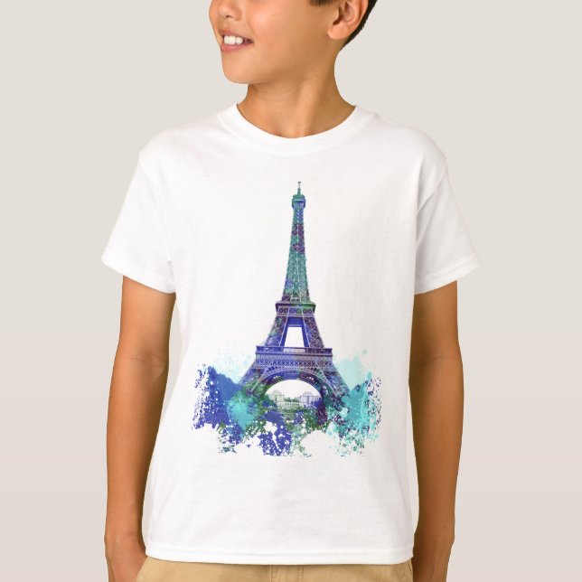 T-shirt Éclaboussure de couleur d'Eiffel de visite de La (Devant)
