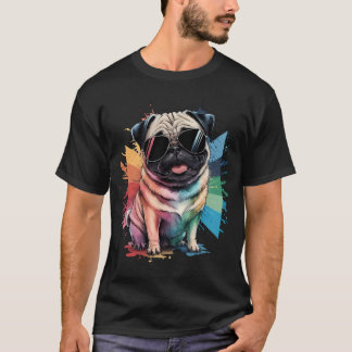 T-shirt éclaboussure de couleur Pug Pawsitive chien avec L